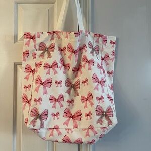 Pink Bow 🎀 Canvas Tote Bag